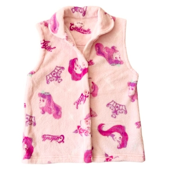 Disney Other - Disney Japan Princesses Plush Pink Purple Button Up Vest Girls Size 140 (10)
